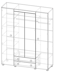 Шкаф 4-х Амели в Нерюнгри - mebel154.com